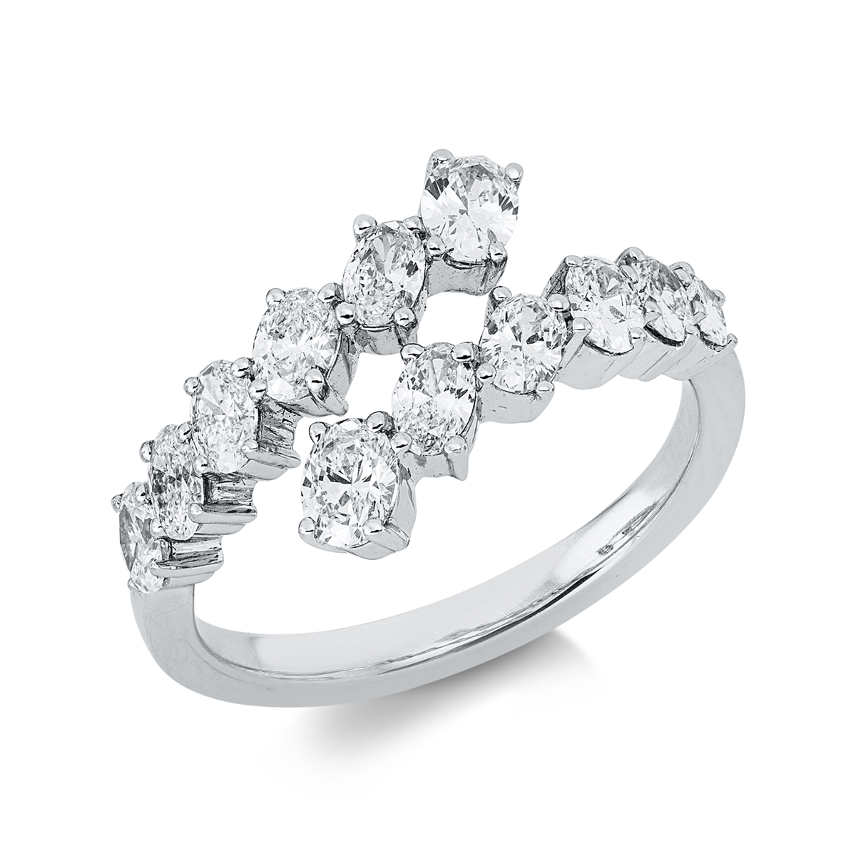 oval modern woman ring in white gold
