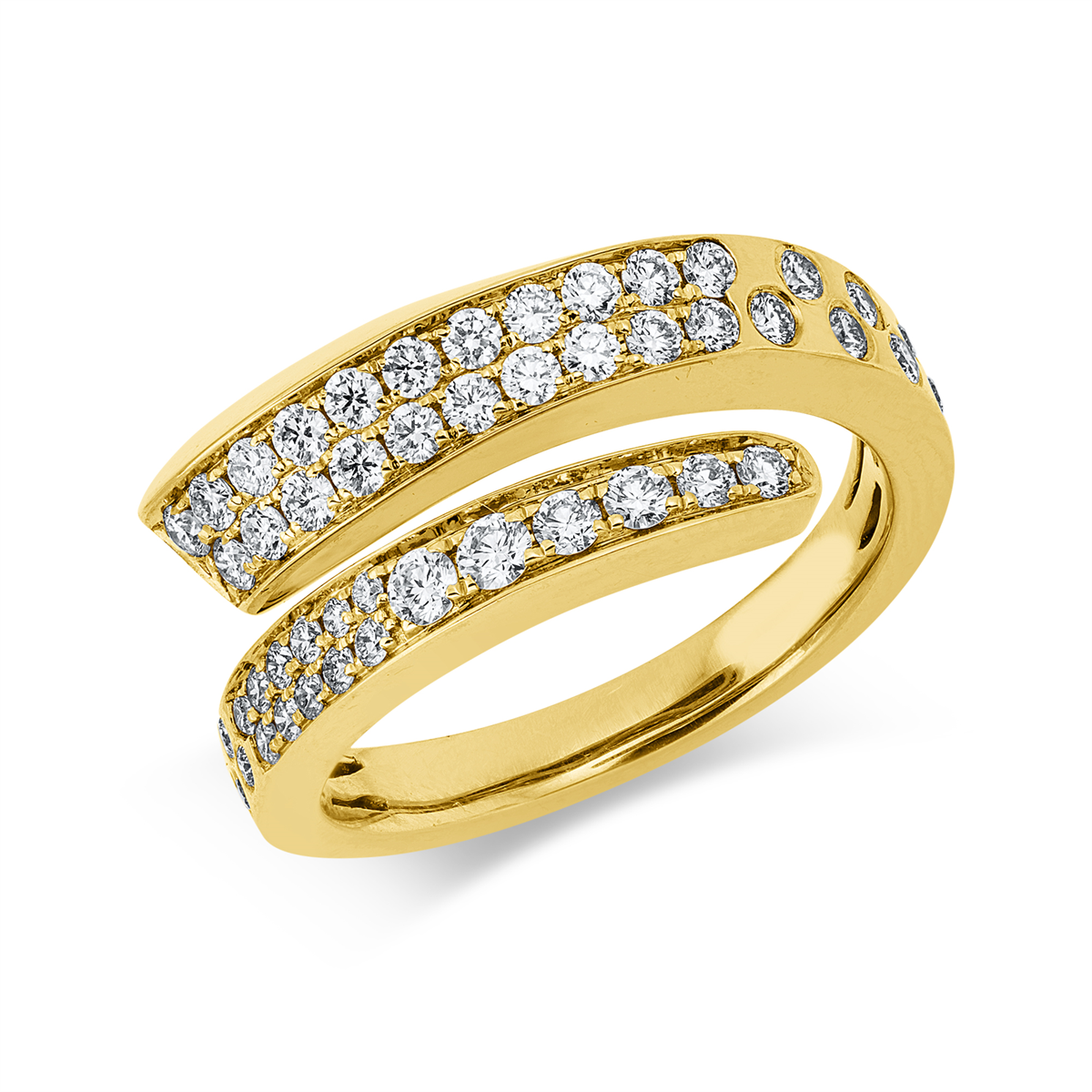 diamond full cut modern woman ring in yellow gold