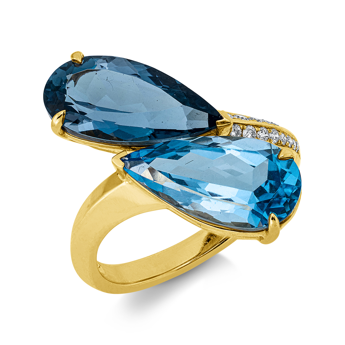 diamond full cut topaz colored stone fashion ring in yellow gold