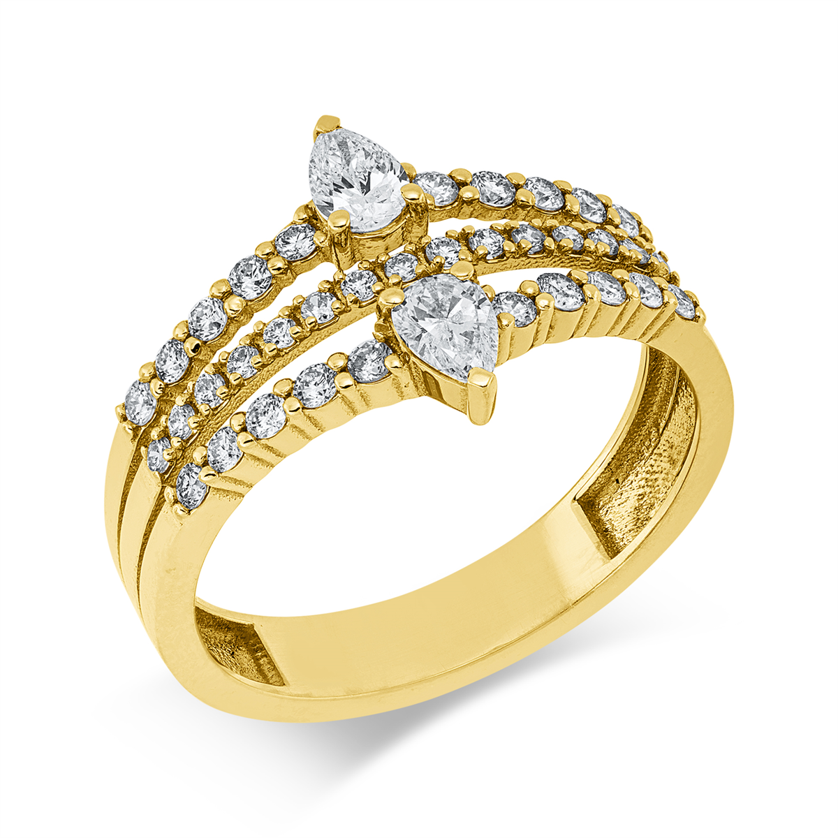 diamond full cut modern woman ring in yellow gold