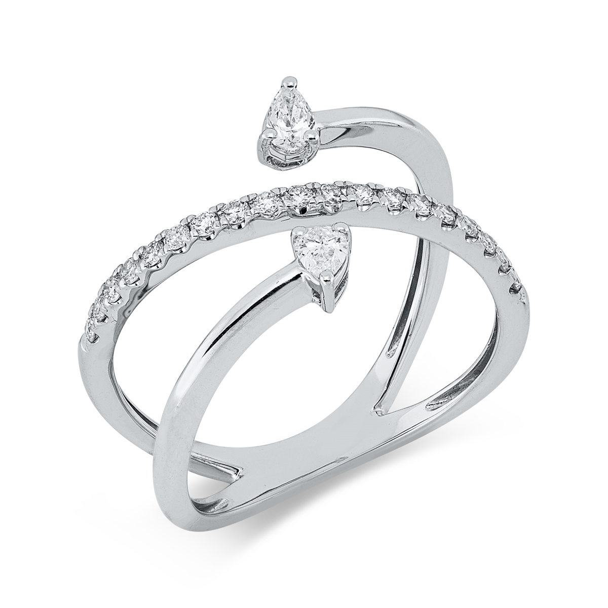 diamond full cut modern woman ring in white gold