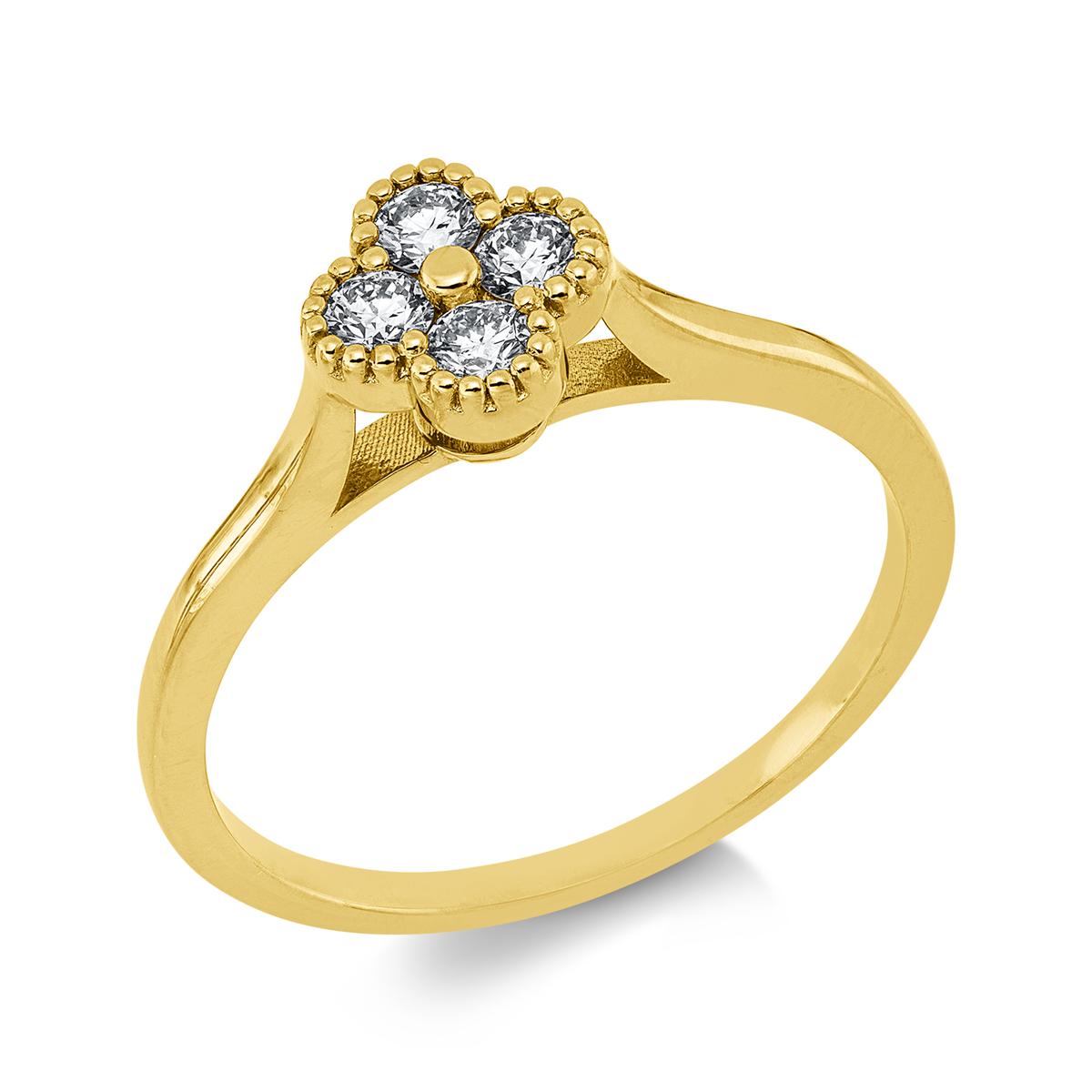 diamond full cut modern woman ring in yellow gold