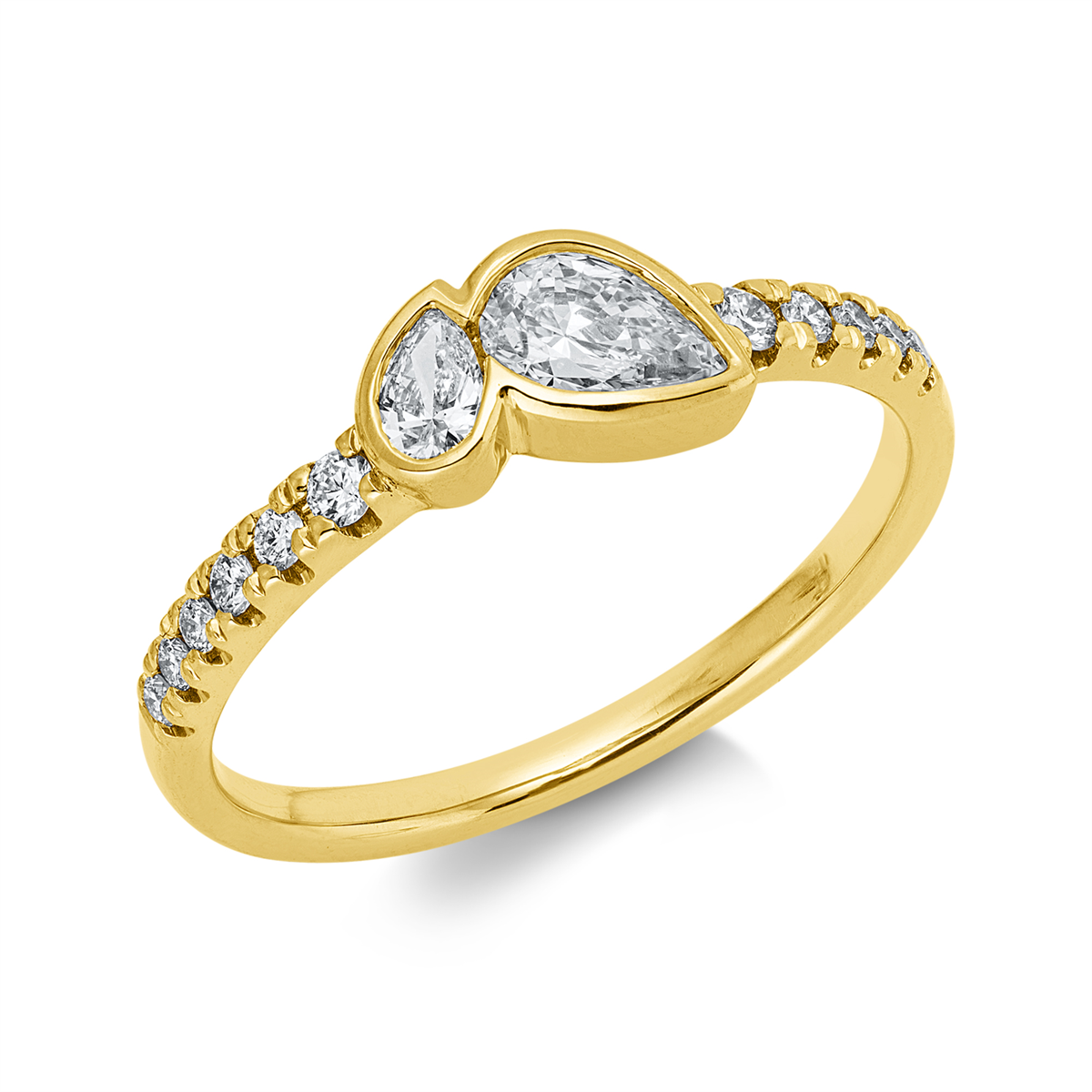 diamond full cut modern woman ring in yellow gold