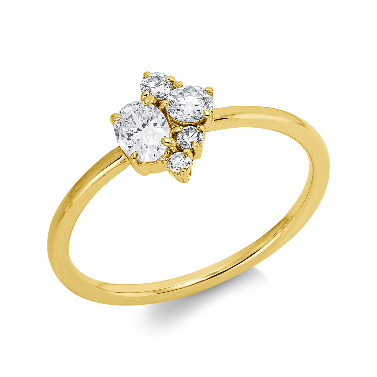 diamond full cut modern woman ring in yellow gold