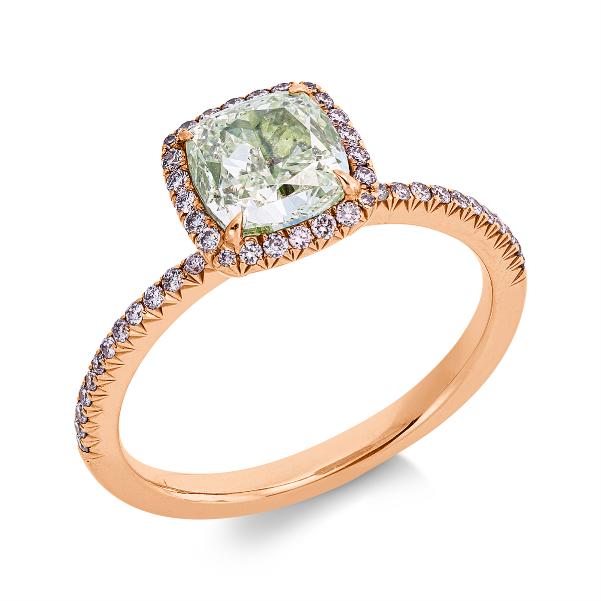 diamond full cut fancy colored diamond ring in red gold