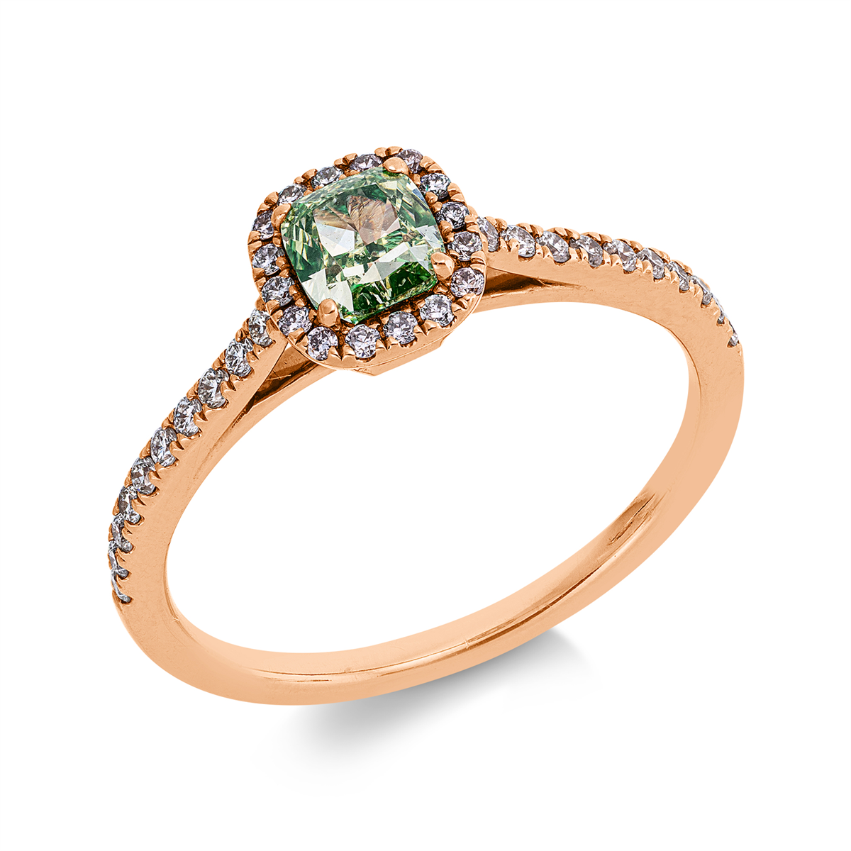 diamond full cut fancy colored diamond ring in red gold