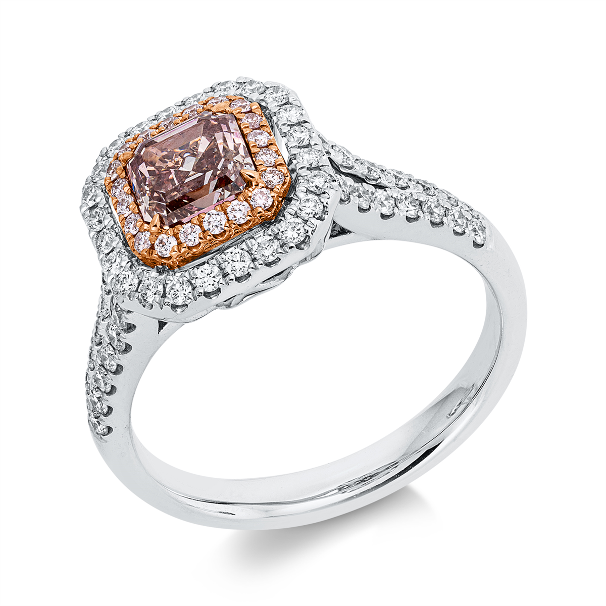 diamond full cut fancy colored diamond ring in whitegold / rosegold
