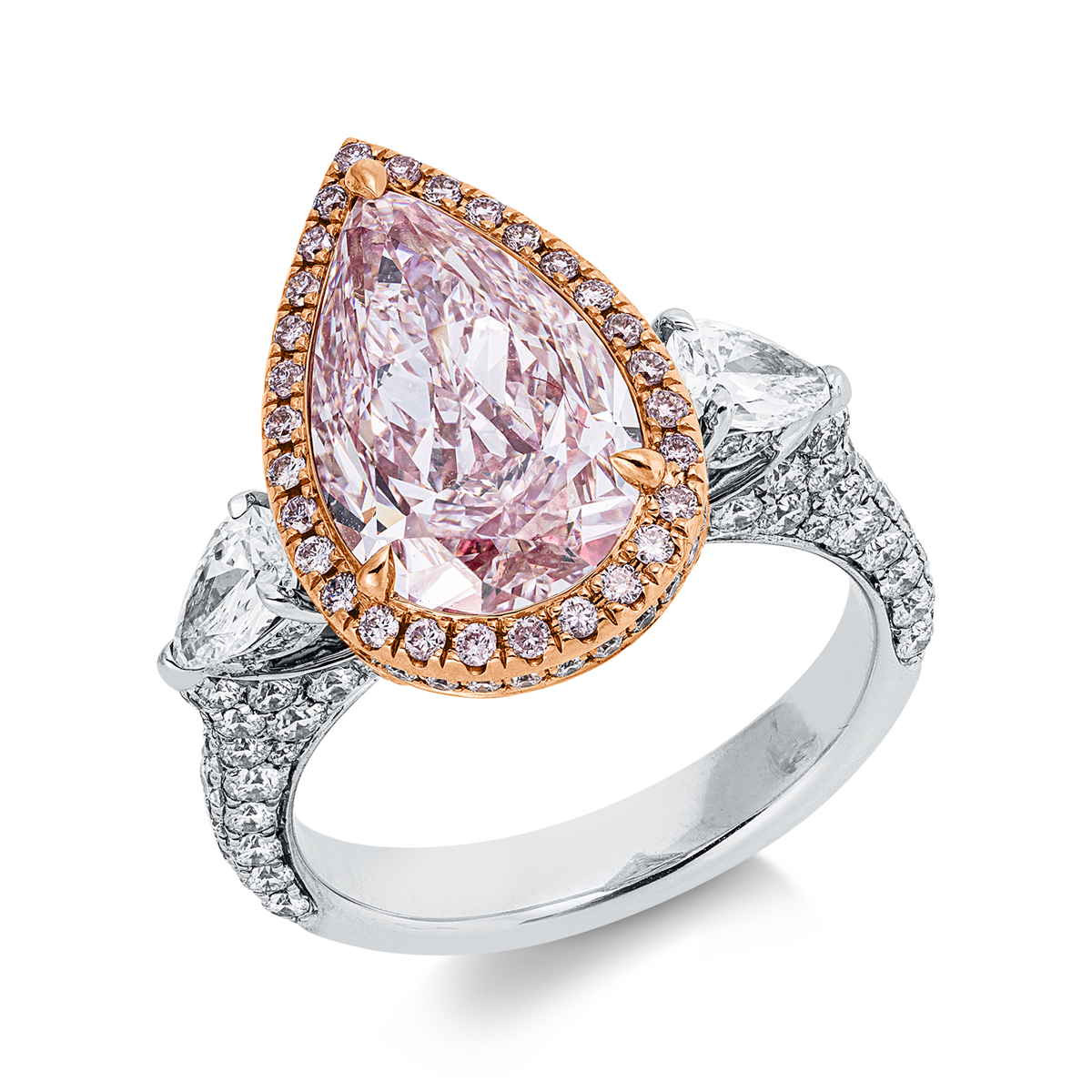 diamond full cut fancy colored diamond ring in whitegold / rosegold