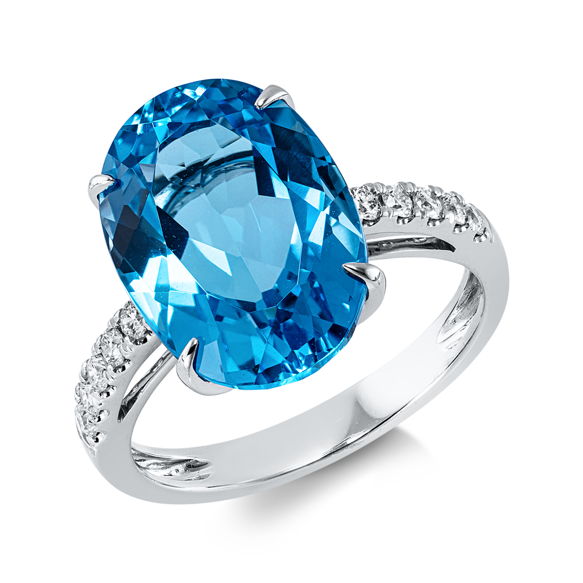 diamond full cut topaz colored stone fashion ring in white gold