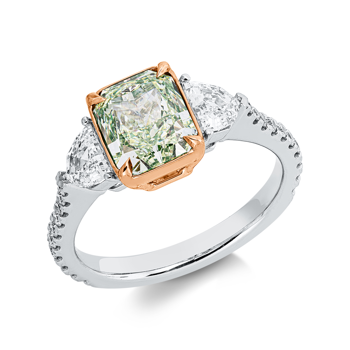 diamond full cut fancy colored diamond ring in whitegold / rosegold