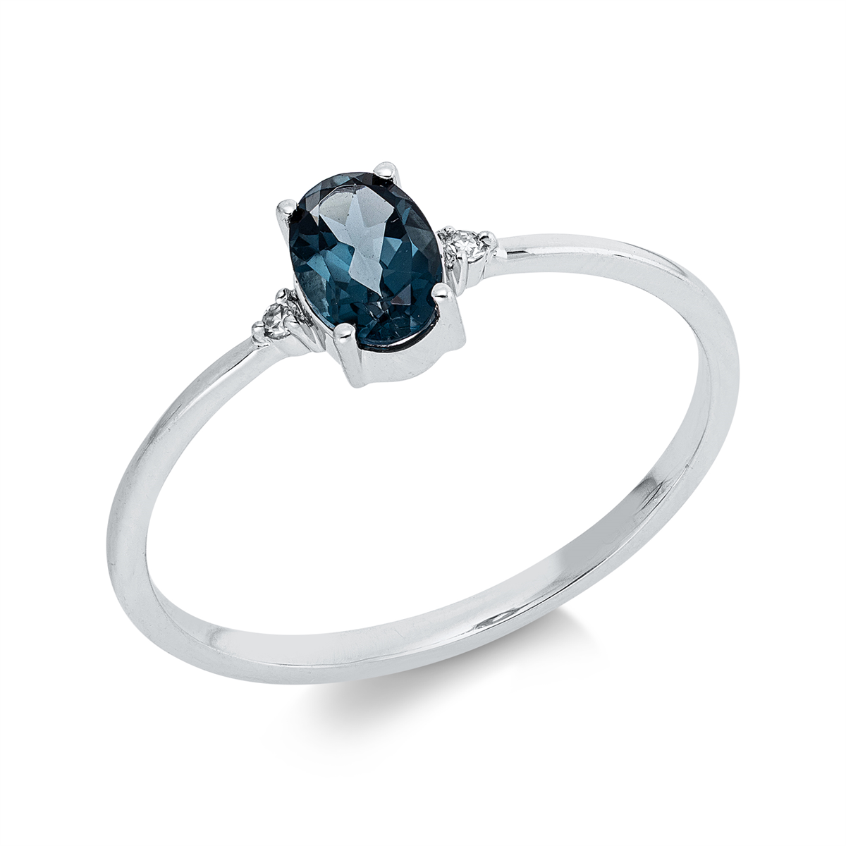 diamond full cut topaz colored stone fashion ring in white gold
