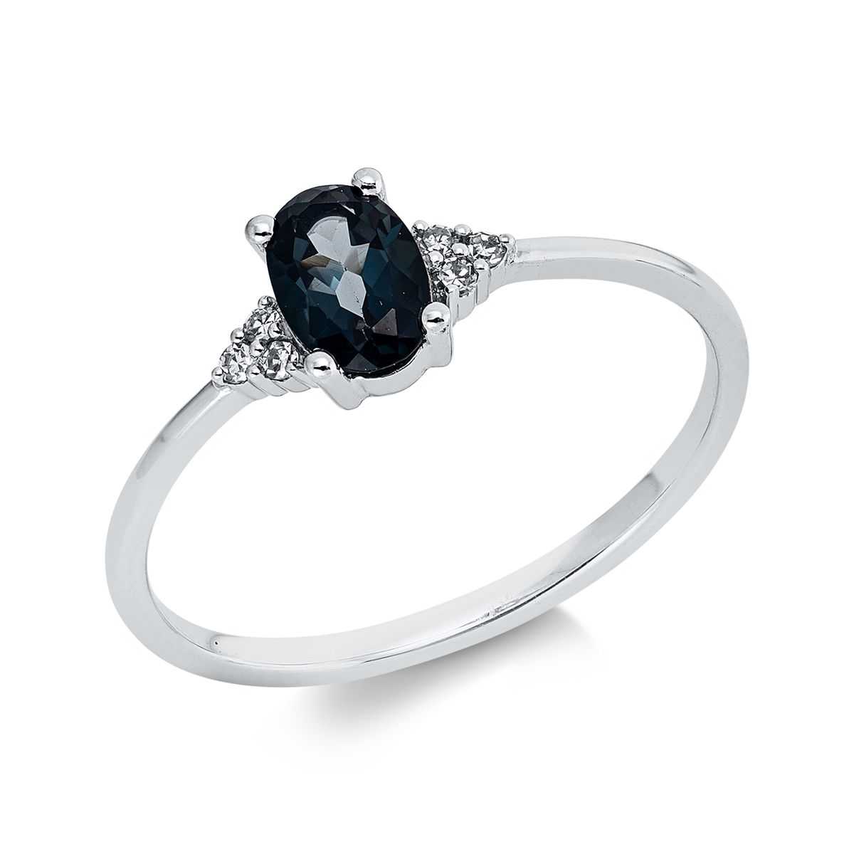 diamond full cut topaz colored stone fashion ring in white gold