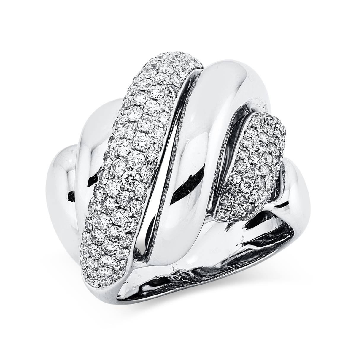 diamond full cut multi-stone ring in white gold