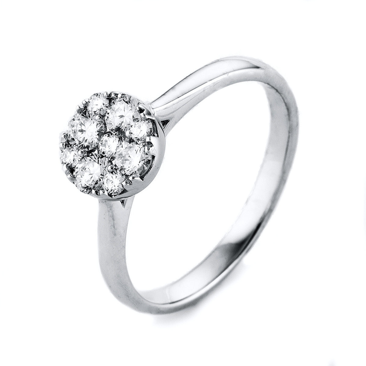 diamond full cut illusion classic ring in white gold