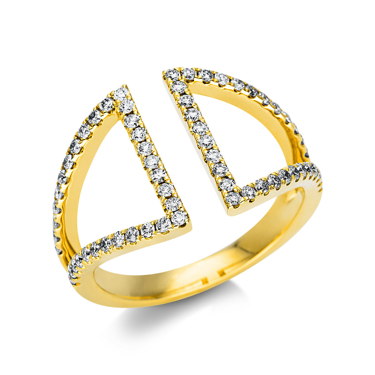 diamond full cut modern woman ring in yellow gold