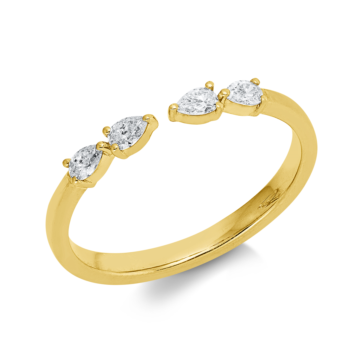pear shape modern woman ring in yellow gold