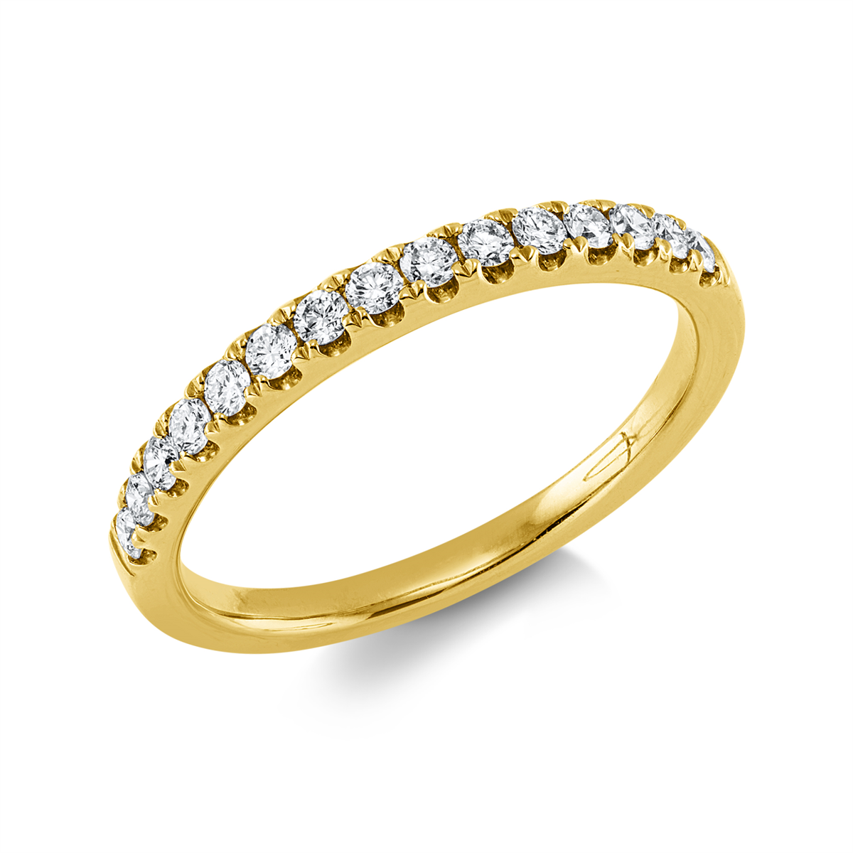 diamond full cut eternity half ring in yellow gold