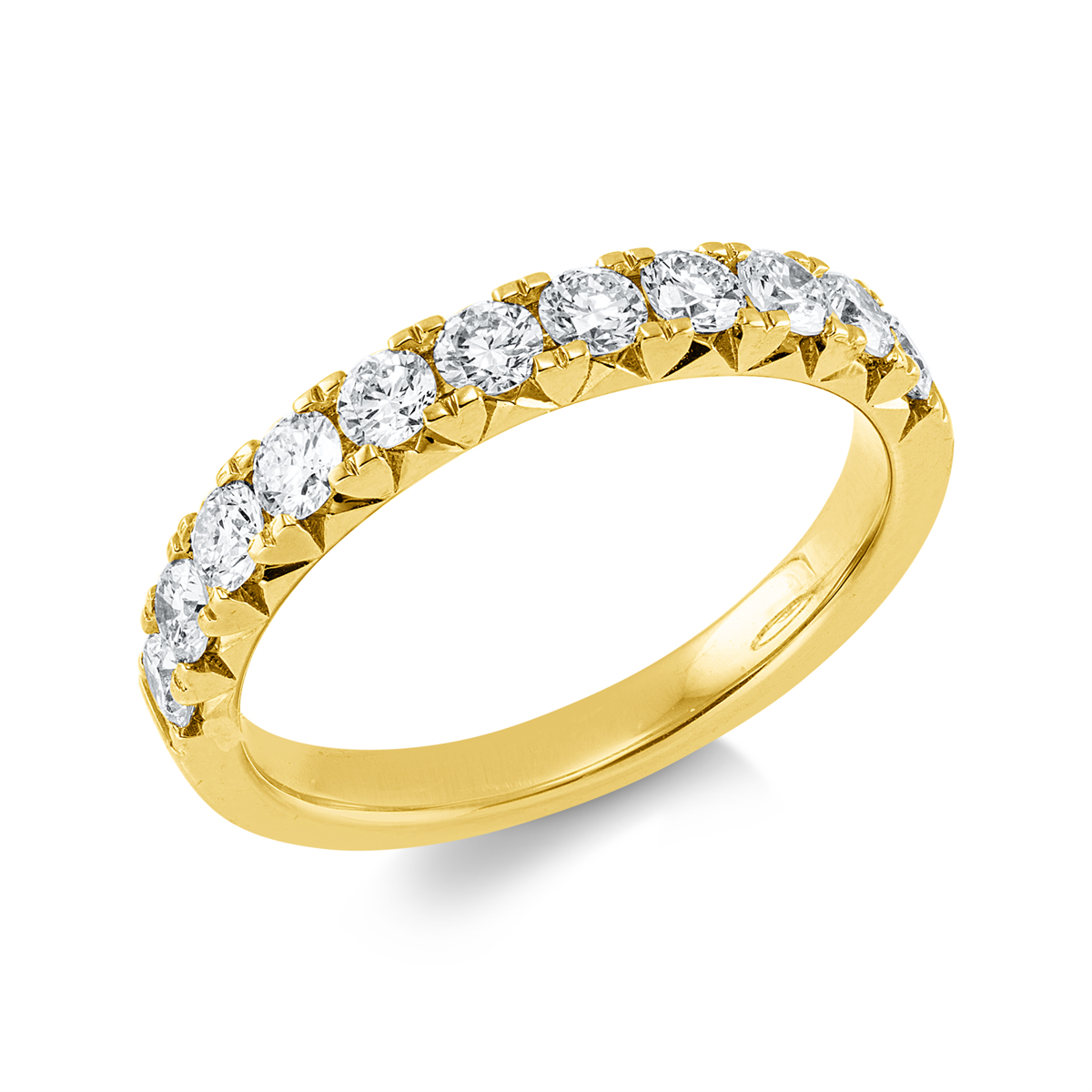 diamond full cut eternity half ring in yellow gold