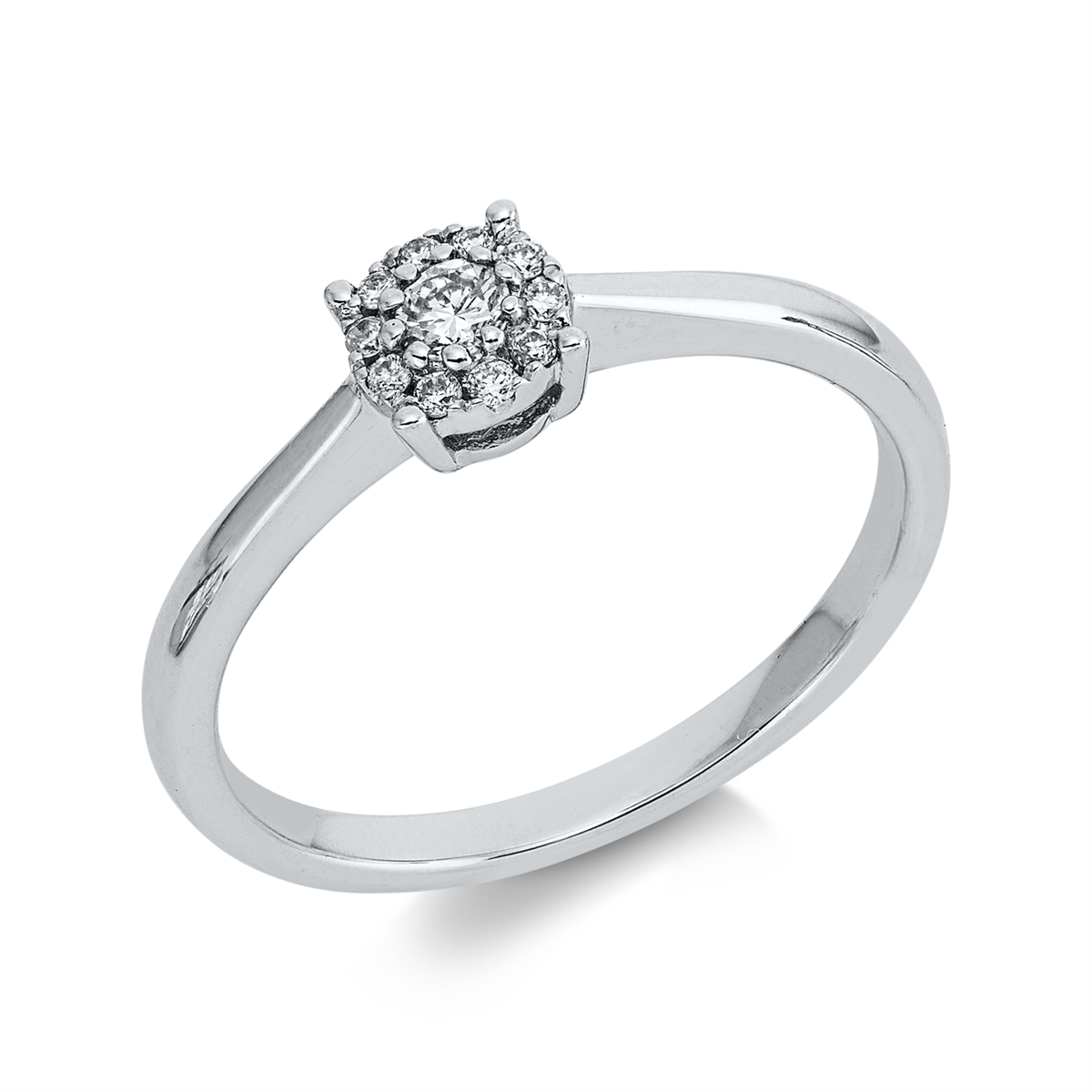 diamond full cut illusion classic ring in white gold