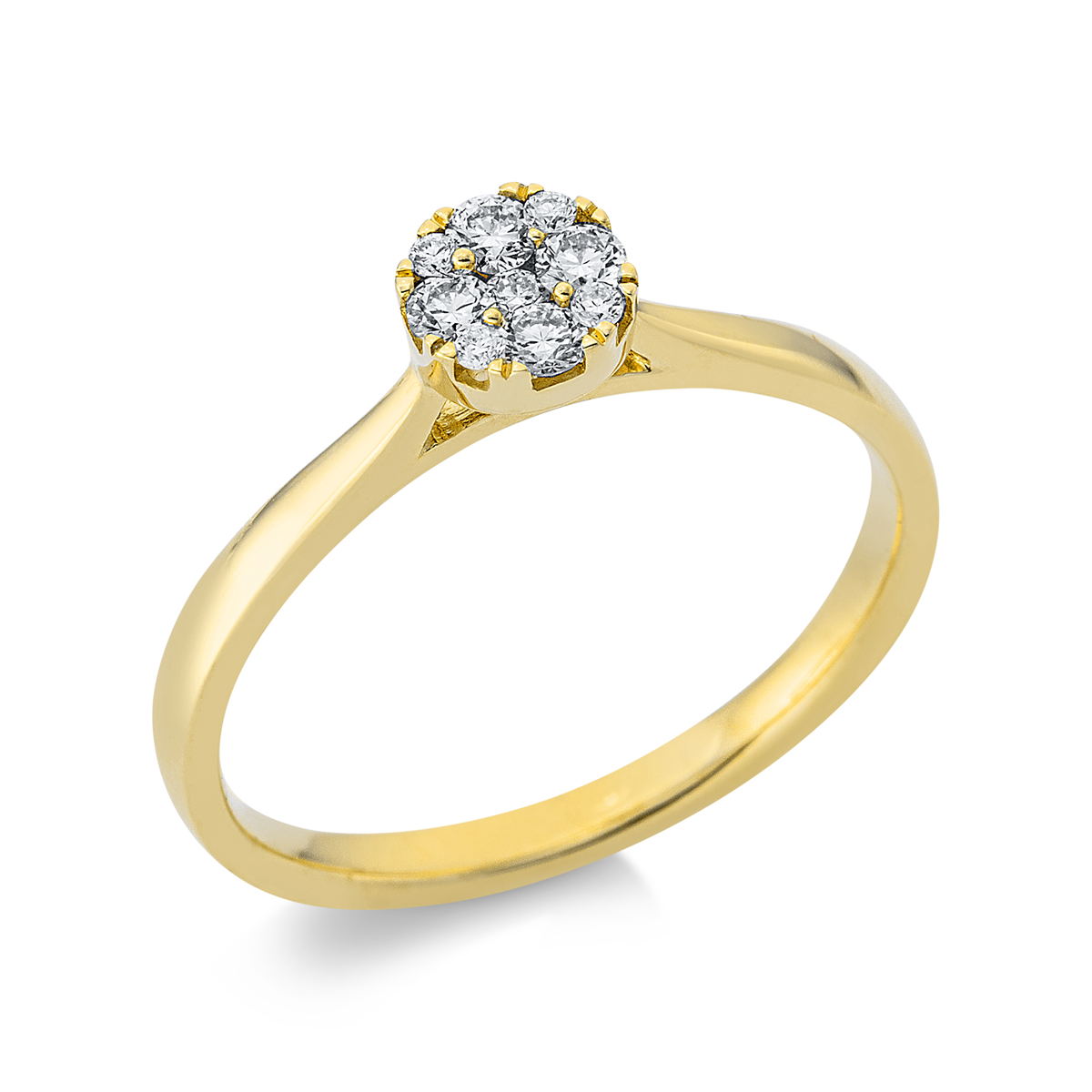 diamond full cut illusion classic ring in yellow gold