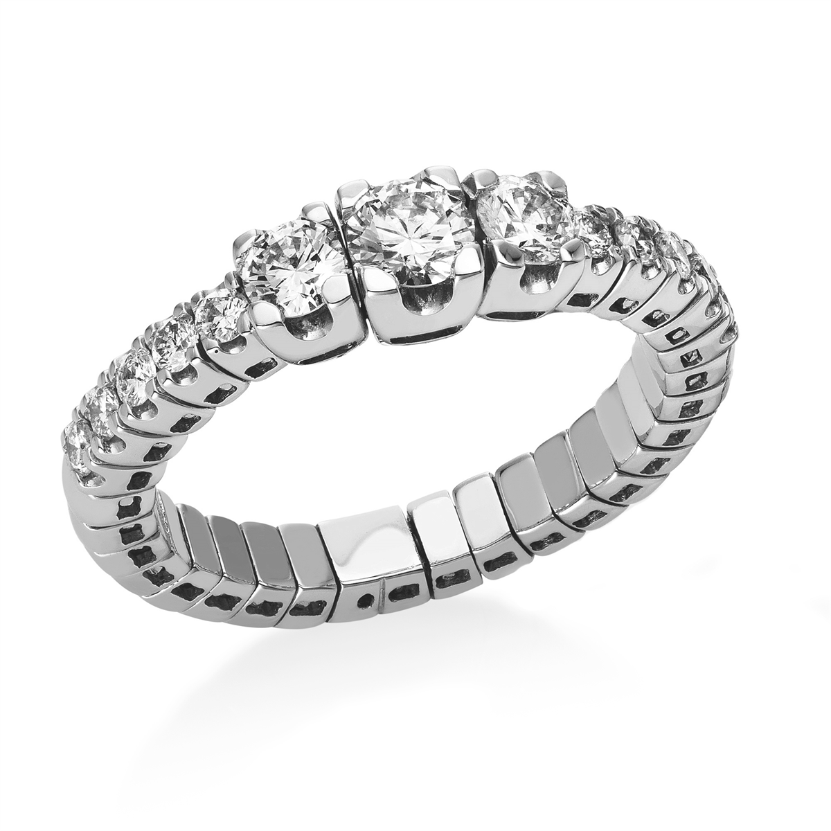 diamond full cut flex ring in white gold