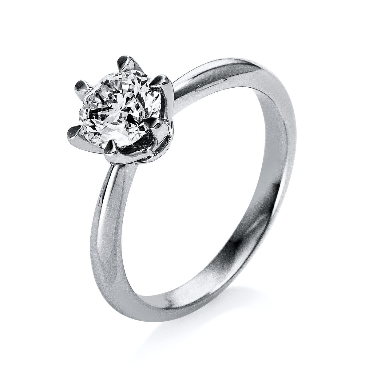 diamond full cut solitaire ring in white gold platinum 950