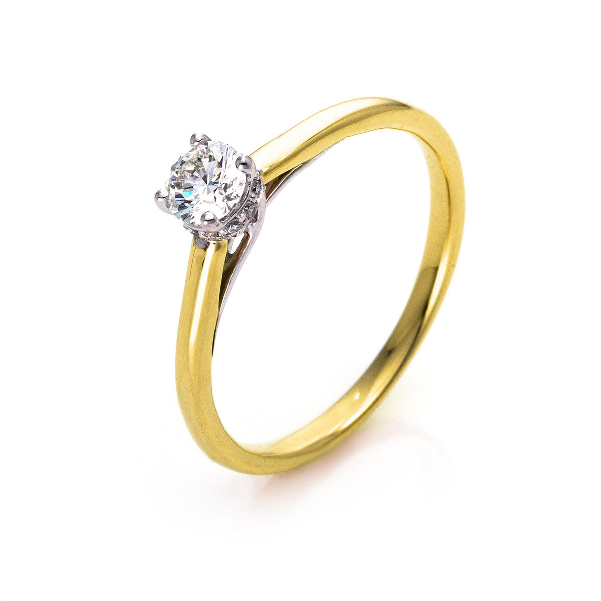 diamond full cut solitaire with accent stones ring in whitegold yellowgold platinum