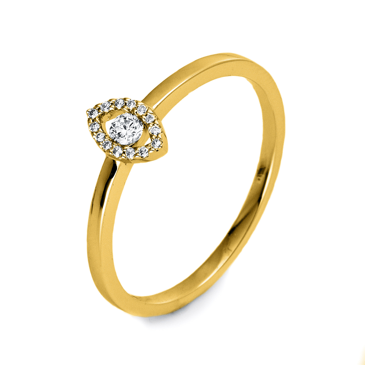 diamond full cut solitaire with accent stones ring in yellow gold