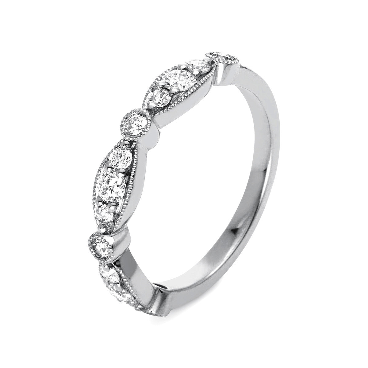 diamond full cut multi-stone ring in white gold