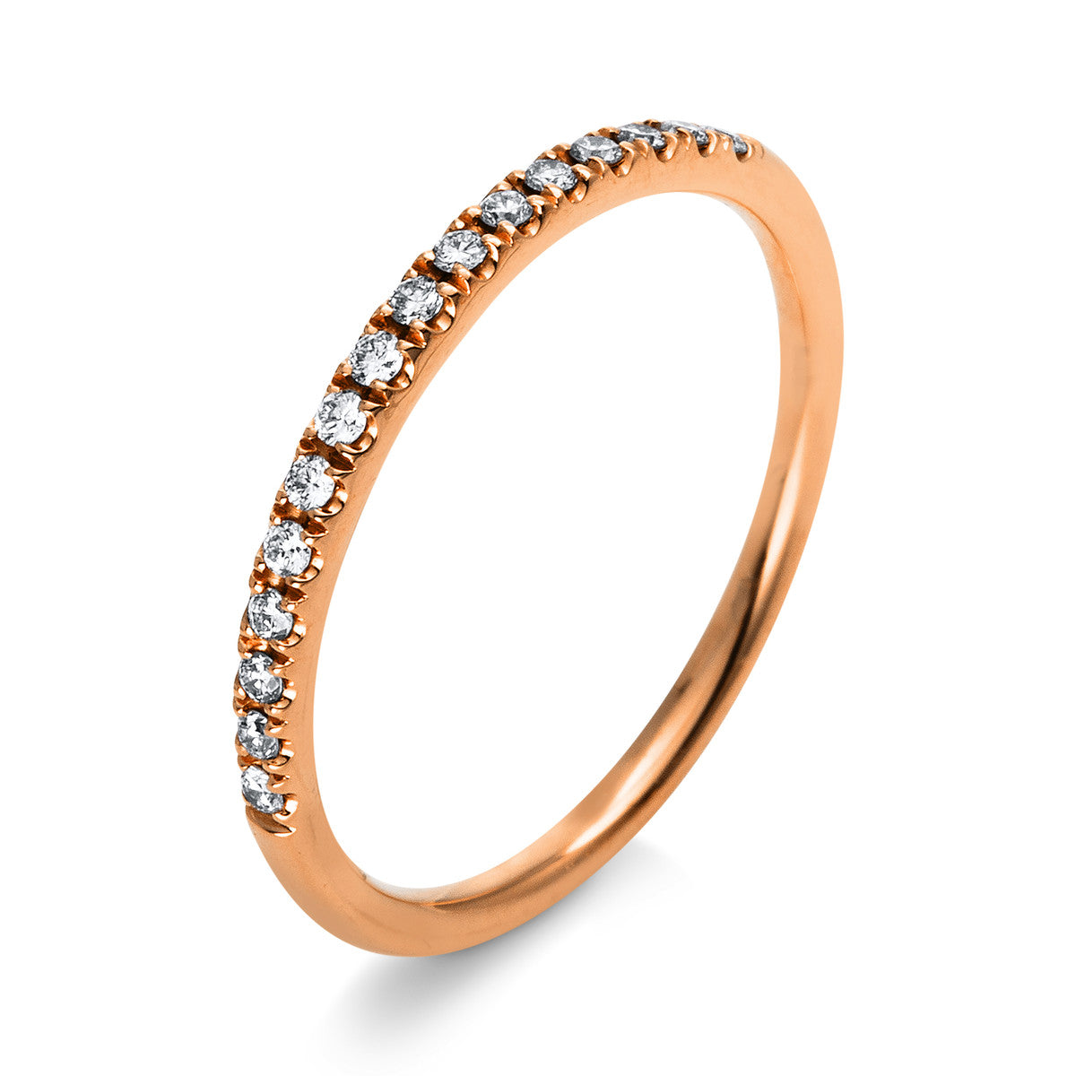diamond full cut eternity half ring in red gold