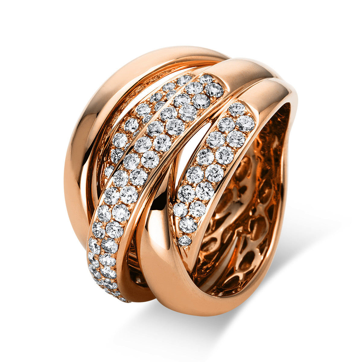 diamond full cut pavé ring in red gold