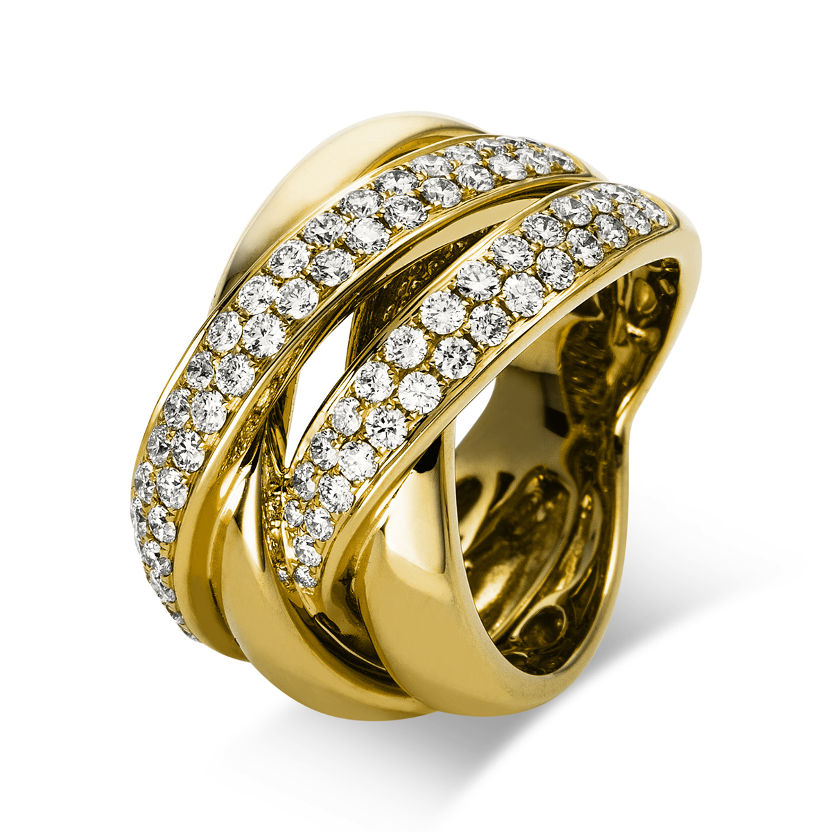 diamond full cut pavé ring in yellow gold