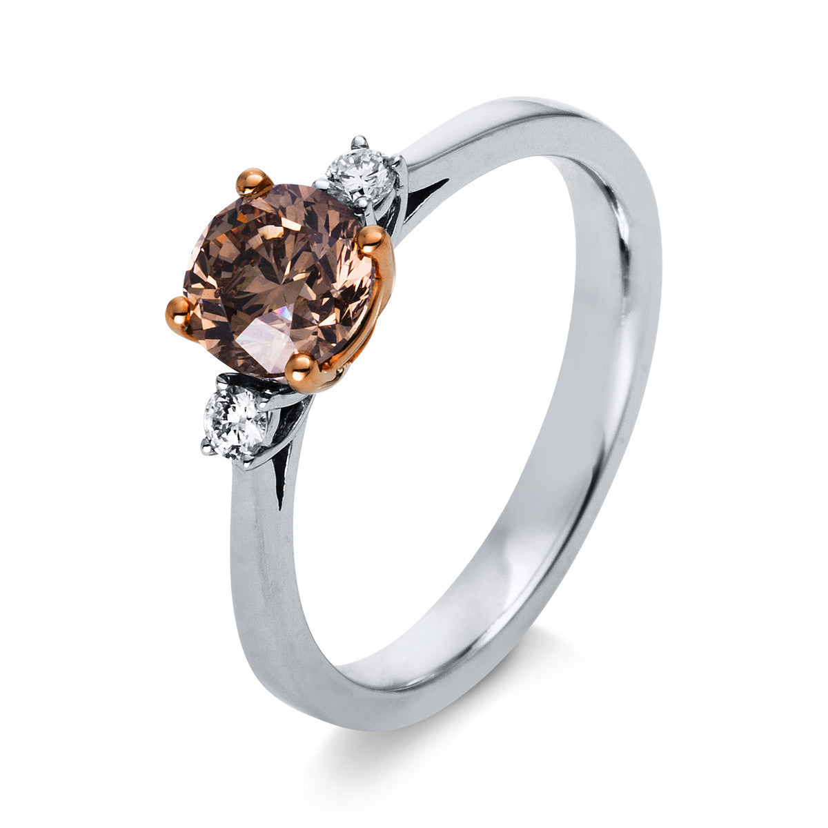 diamond full cut fancy colored diamond ring in whitegold / rosegold