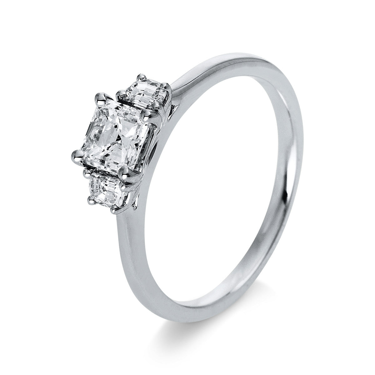 taper solitaire with accent stones ring in white gold