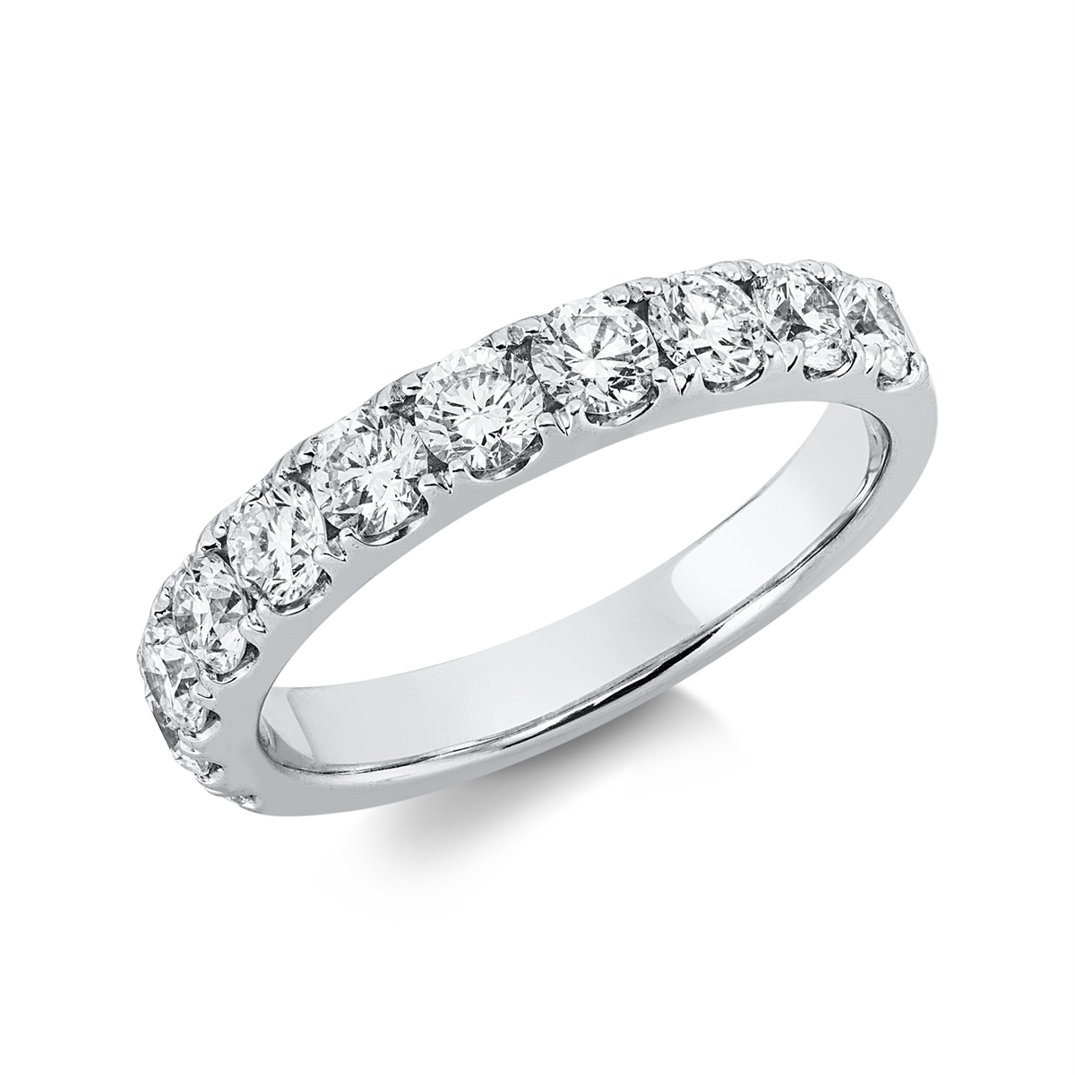 diamond full cut eternity half ring in white gold