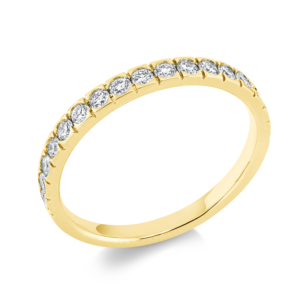 diamond full cut eternity half ring in yellow gold