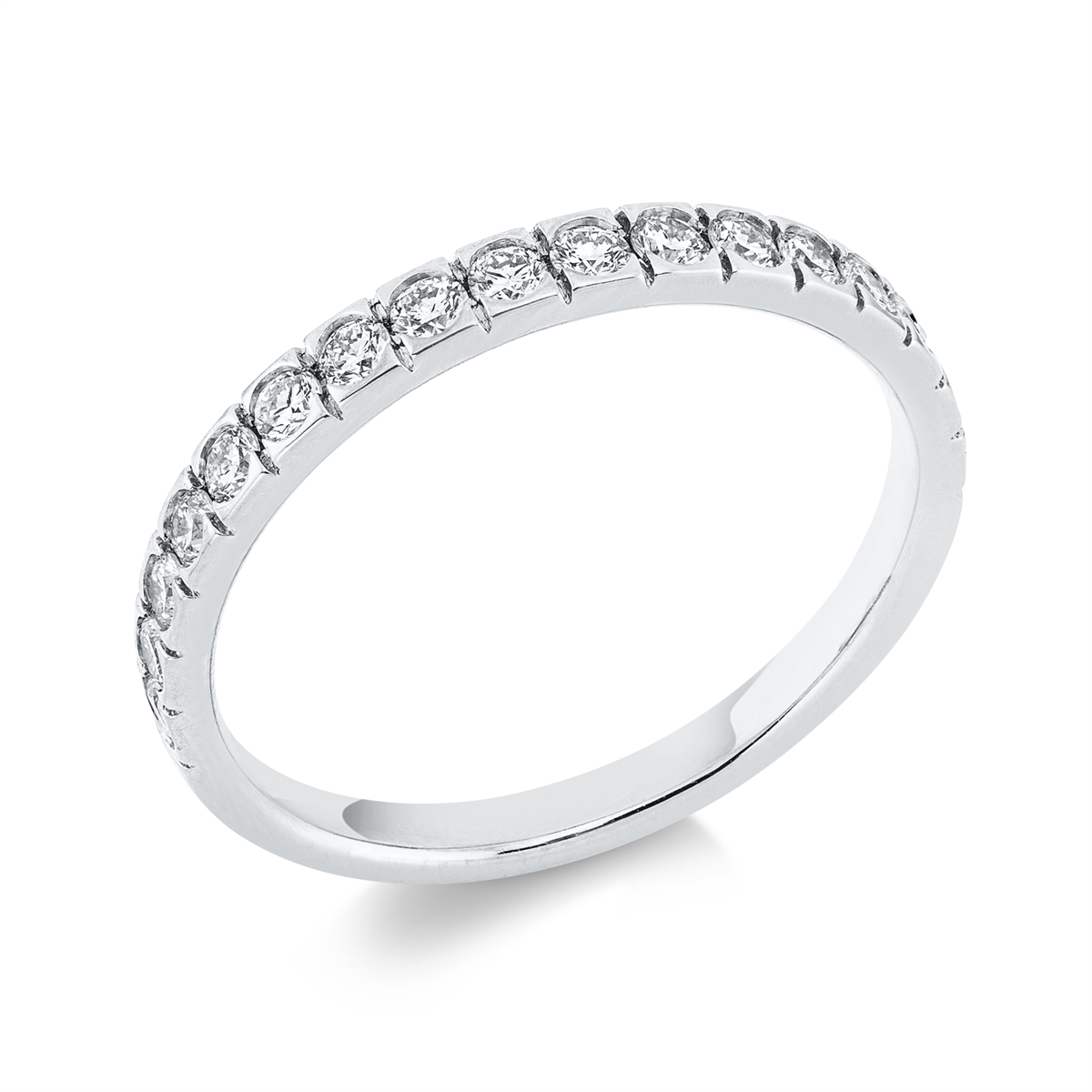 diamond full cut eternity half ring in white gold