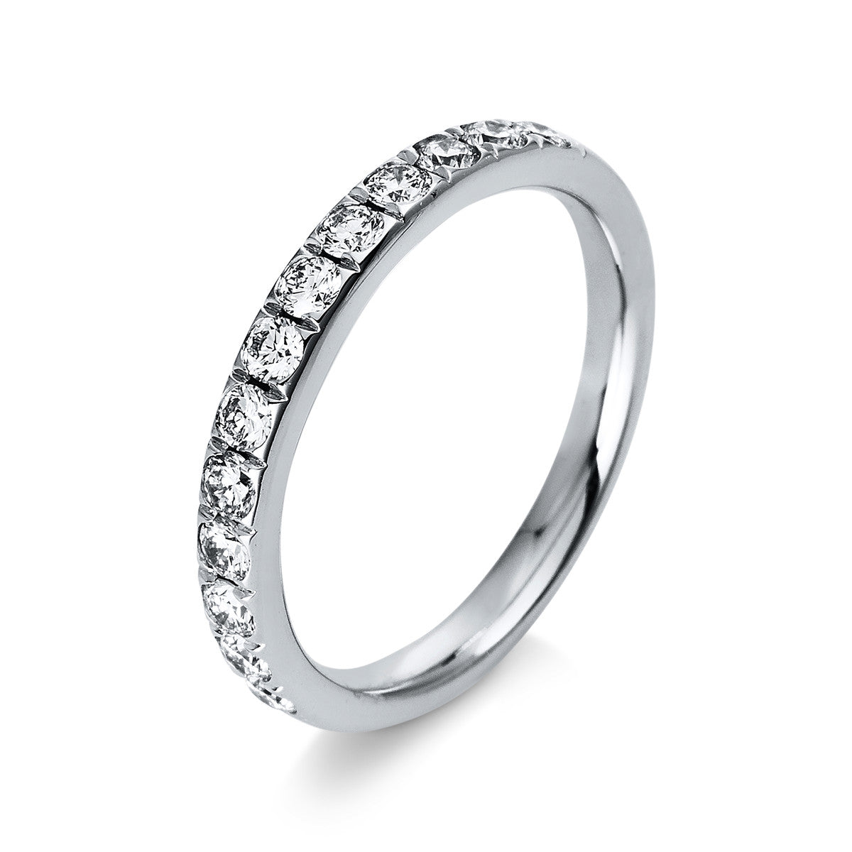 diamond full cut eternity half ring in white gold
