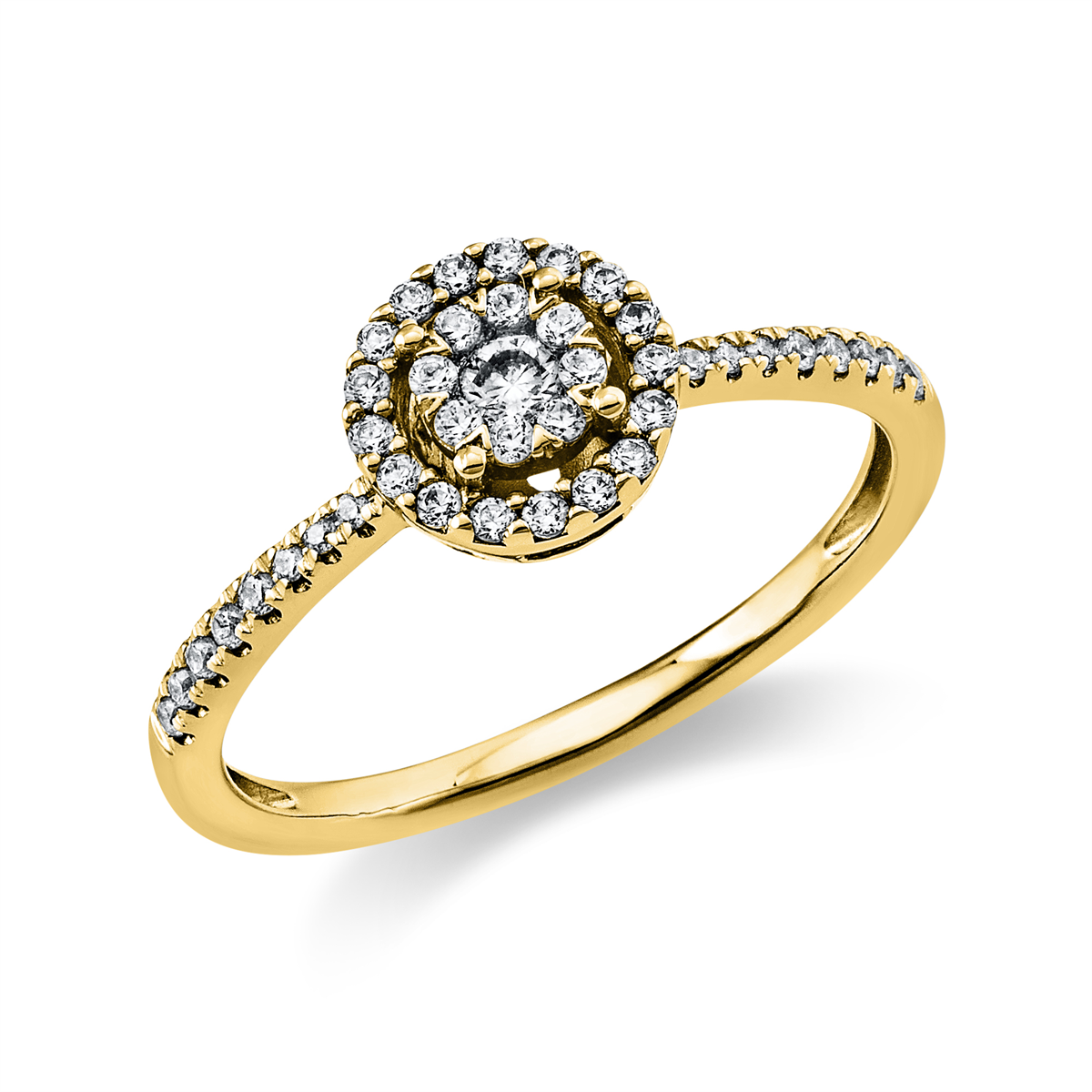 diamond full cut illusion classic ring in yellow gold