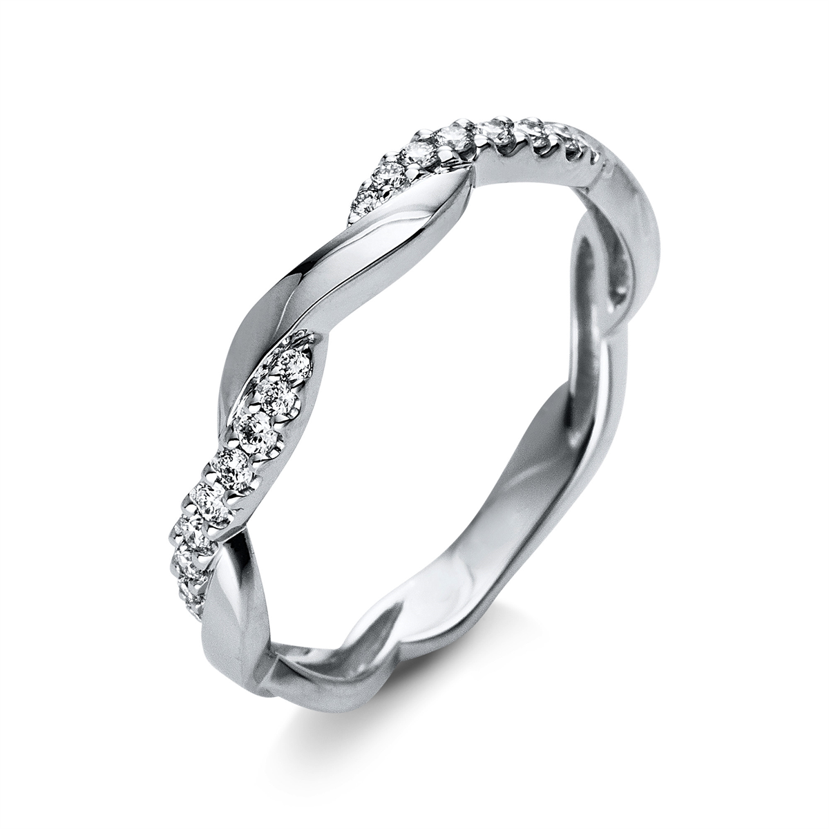 diamond full cut modern woman ring in white gold
