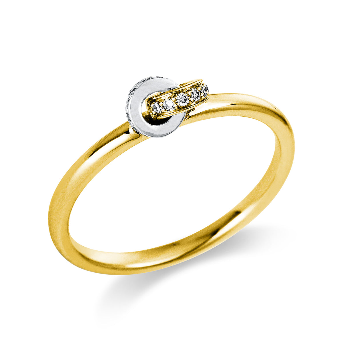 diamond full cut modern woman ring in yellow gold / white gold