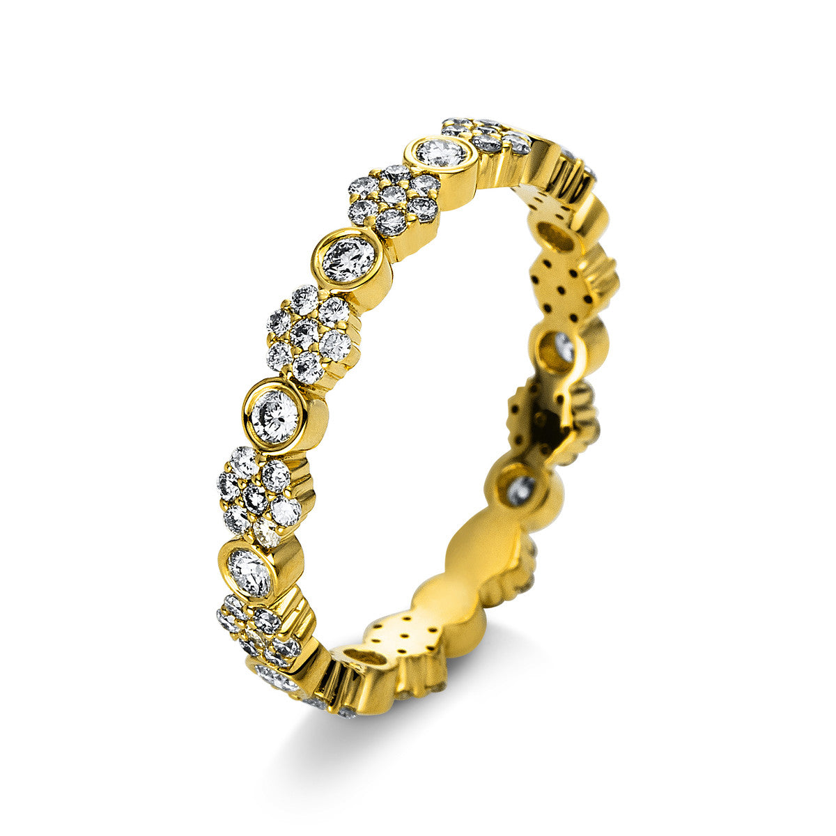 diamond full cut modern woman ring in yellow gold