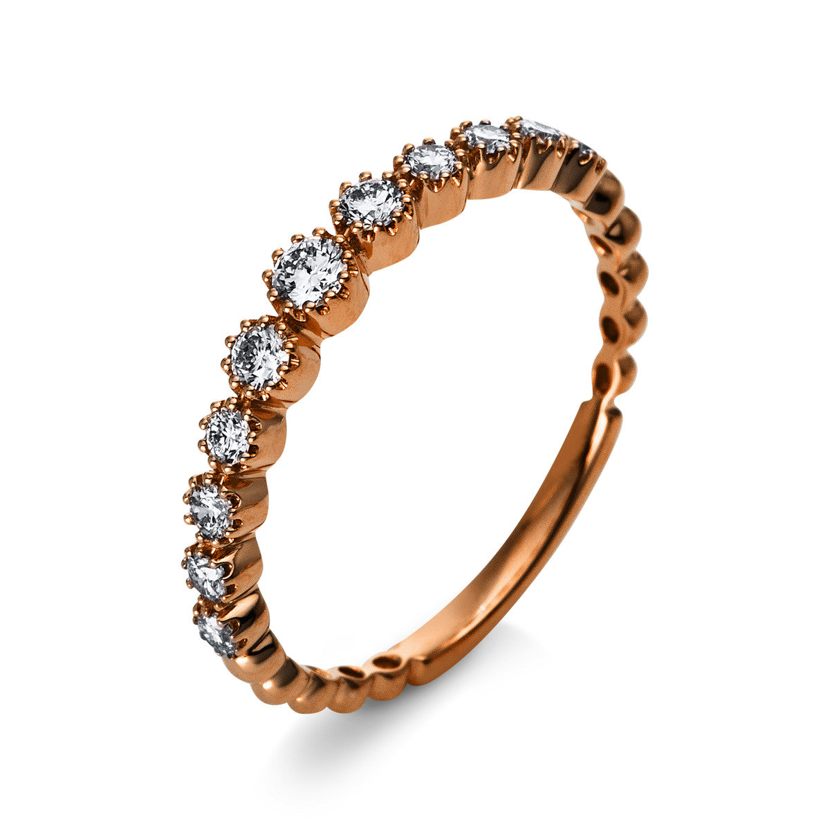 diamond full cut multi-stone ring in red gold