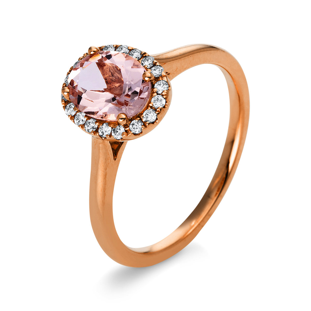 diamond full cut morganite colored stone classic ring in red gold