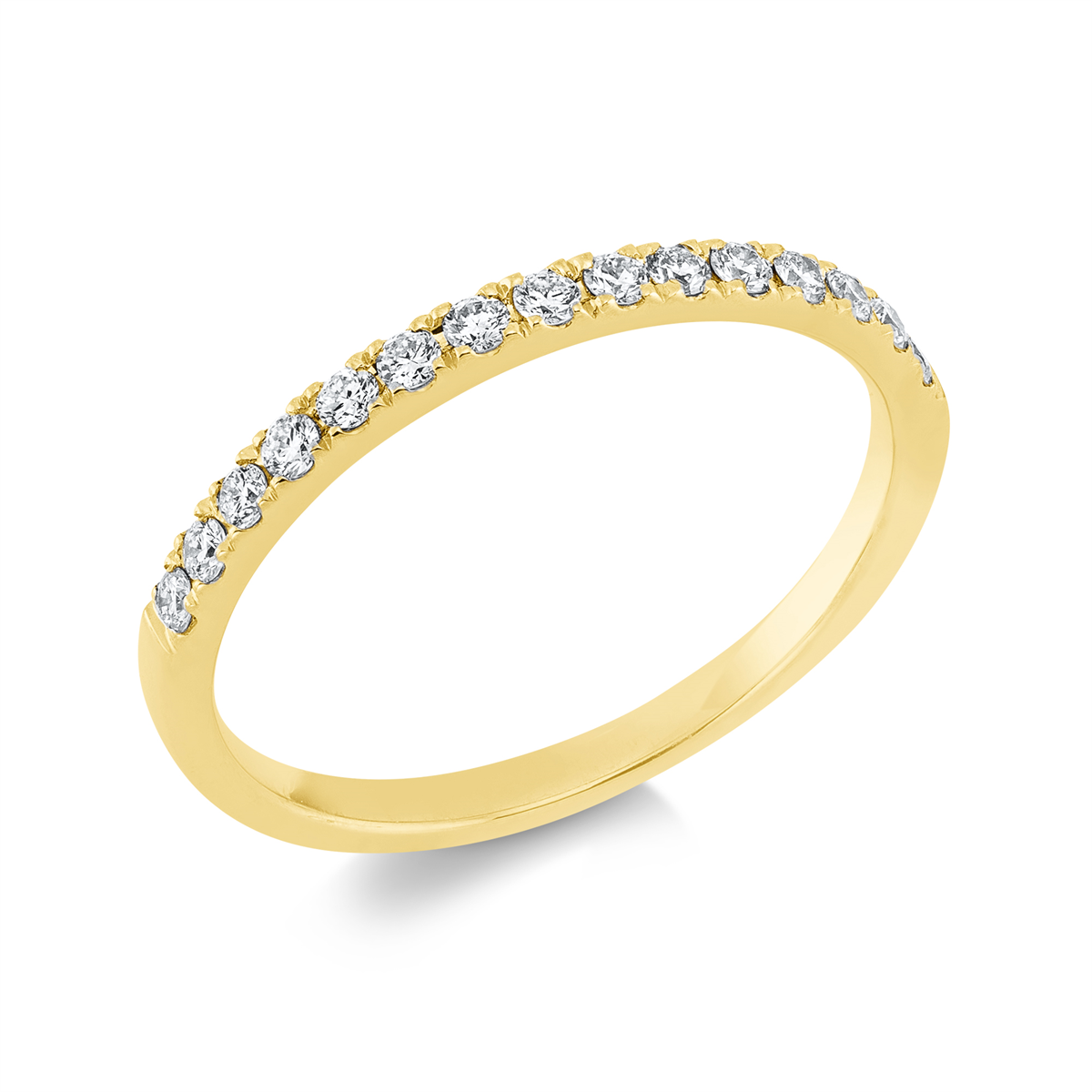 diamond full cut eternity half ring in yellow gold