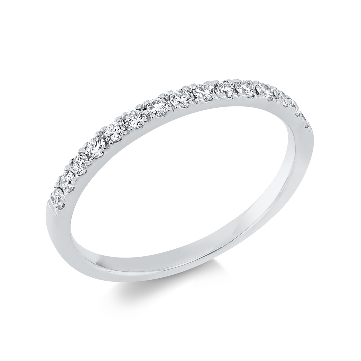 diamond full cut eternity half ring in white gold
