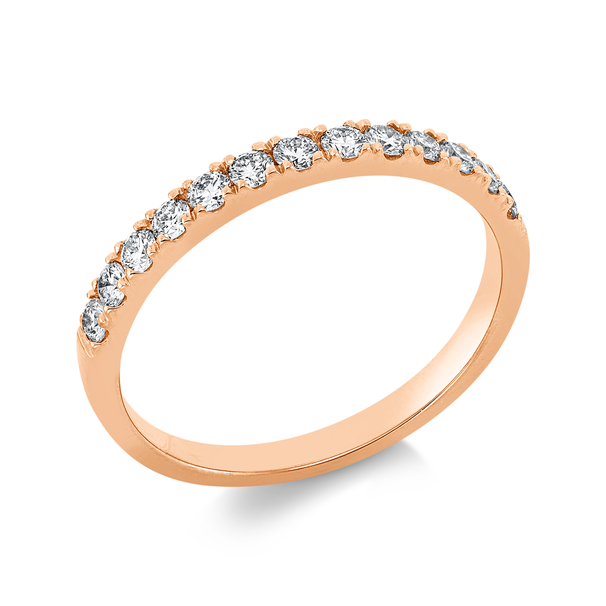 diamond full cut eternity half ring in red gold