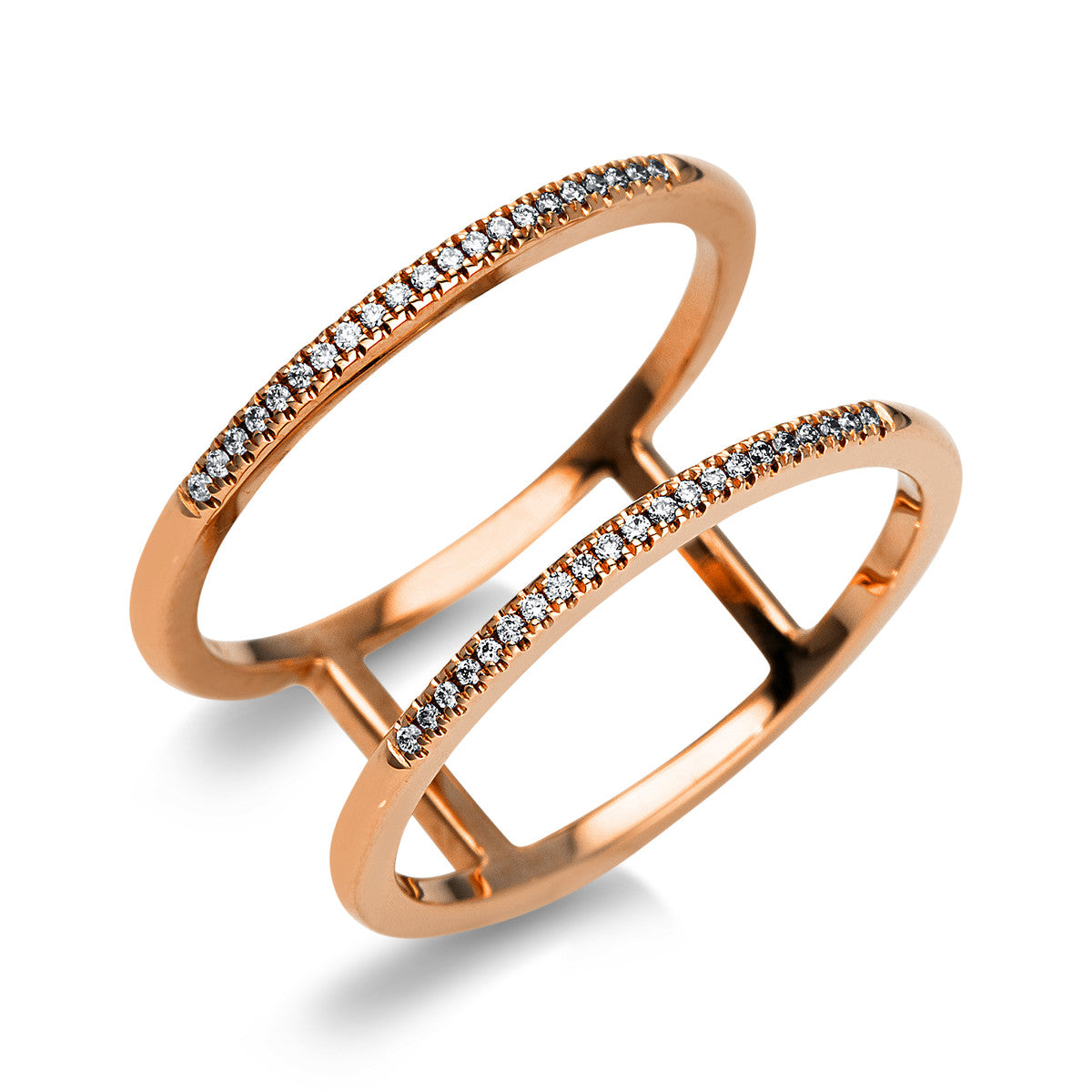 diamond full cut modern woman ring in red gold