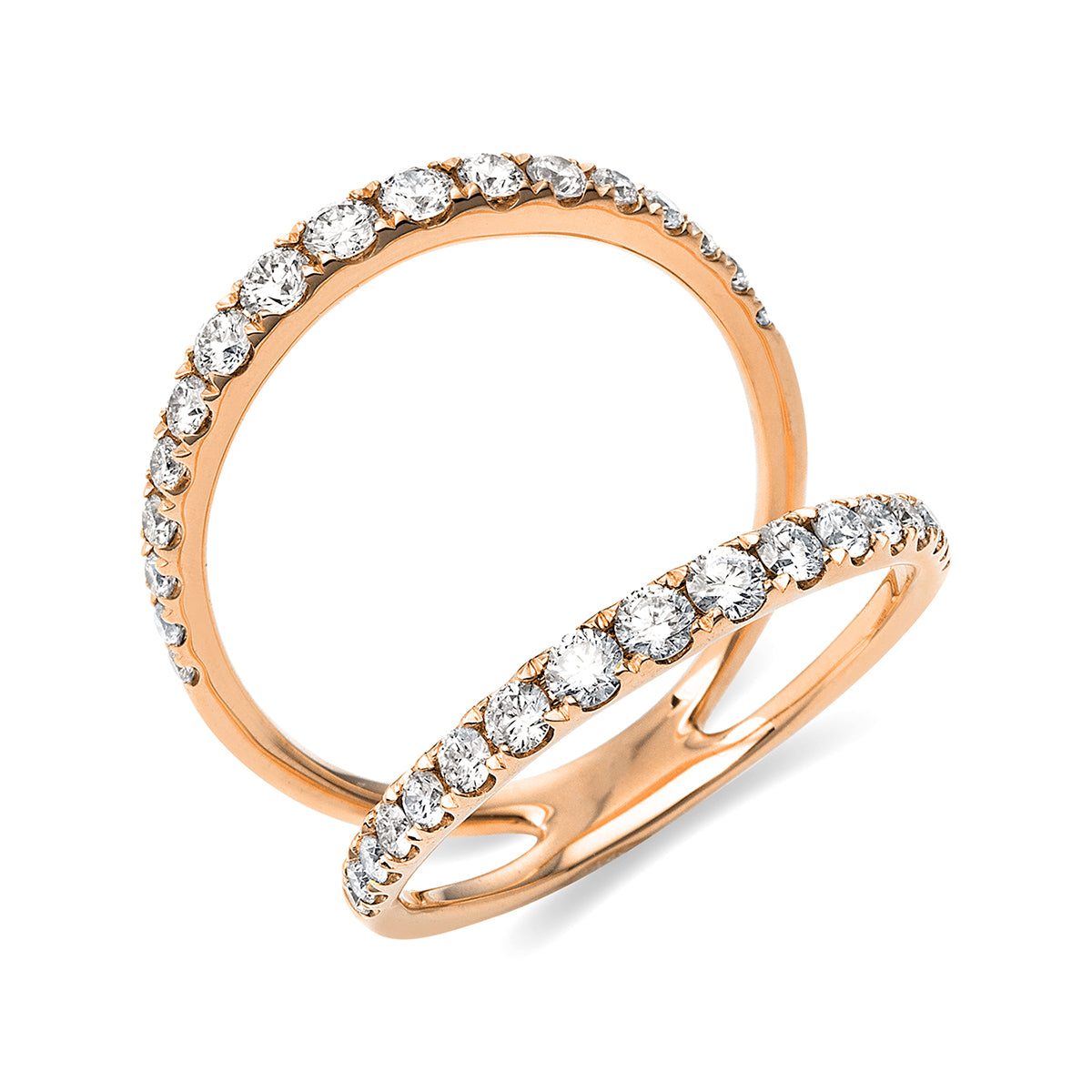 diamond full cut modern woman ring in red gold