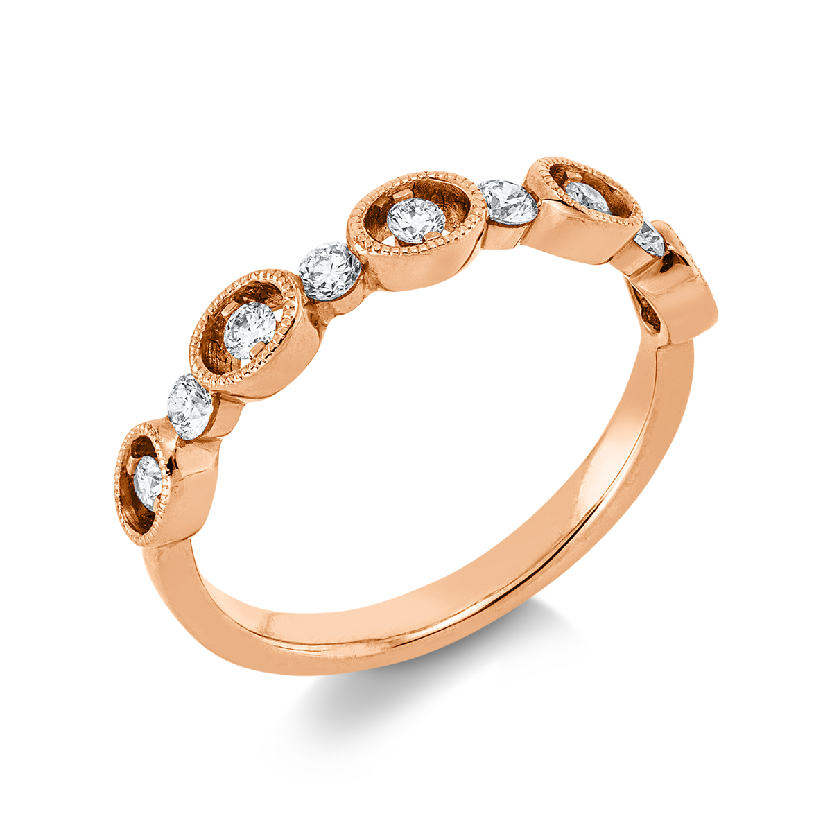 diamond full cut multi-stone ring in red gold